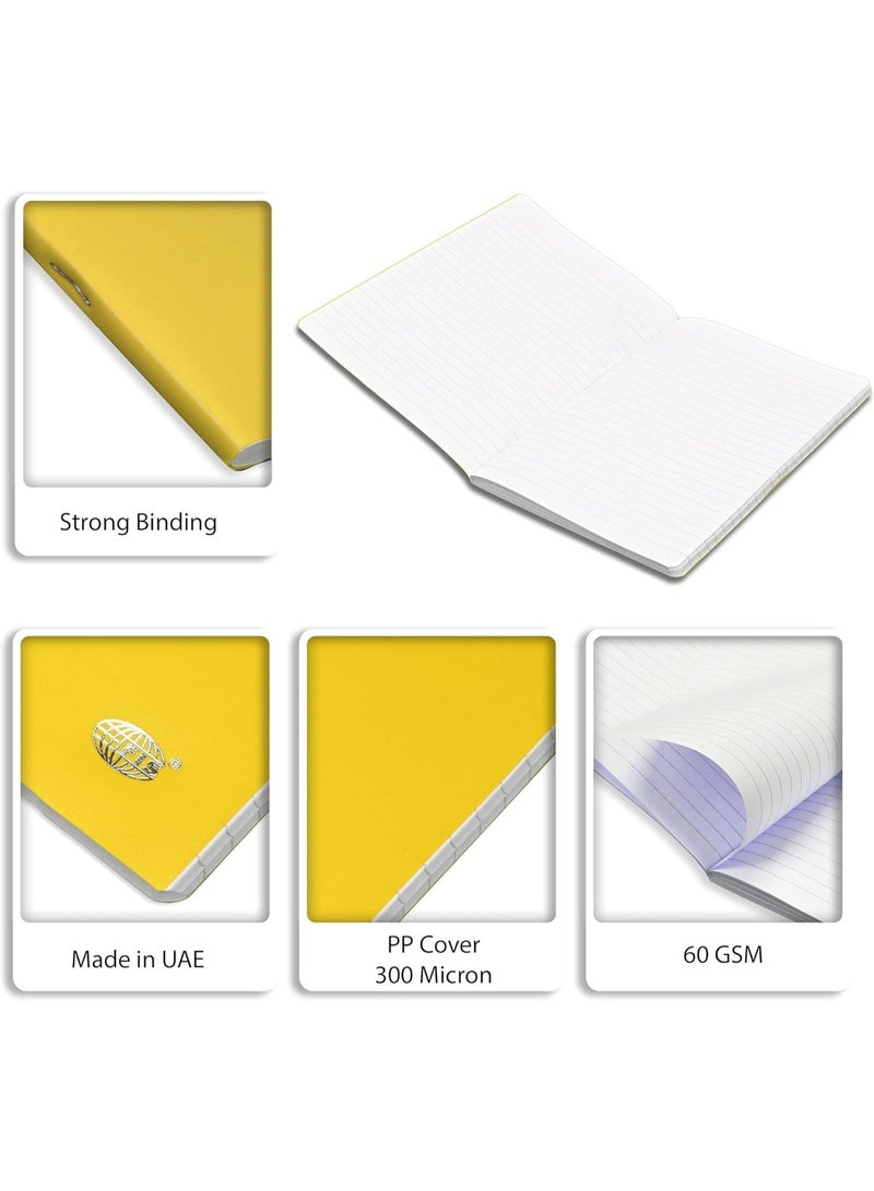 FIS Notebook, A5 Size(148x210mm), PP Soft Cover Materials, Stong Binding Wire, 80 Sheets, Single Line Ruling, Rounded Corners, Packet of 5 Pieces, Neon Yellow Cover Design-FSNBA5SLPPNYL - Image 2